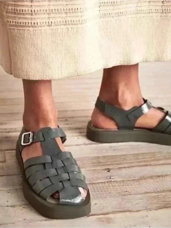 Free People Shoes - Free People Finn Fisherman Platform Sandals in Sea Serpent Green Sz 40